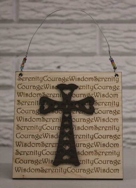 Maple Walnut Wood Plaque With Inspirational Text And Laser Cut Wood Cross