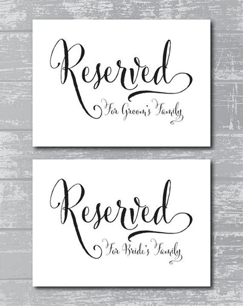 Printable Editable Free Printable Reserved Table Signs Template