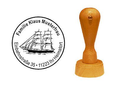 Segelschiff Stempel Zweimaster Motiv Adresse Runder Adressstempel