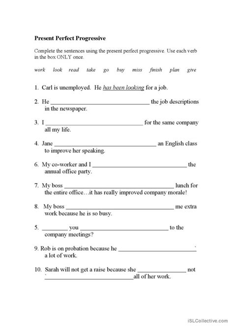 Present Perfect Progressive English Esl Worksheets Pdf And Doc