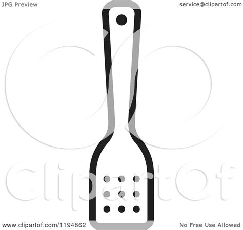 Clipart of a Black and White Kitchen Spatula - Royalty Free Vector ...