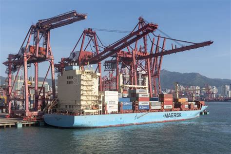 Maersk Owned Cargo Container Ship Nakskov Maersk In Hong Kong