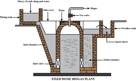 Draw A Labelled Schematic Diagram Of A Biogas Plant What Use Is Made Of The Slurry Left Behind