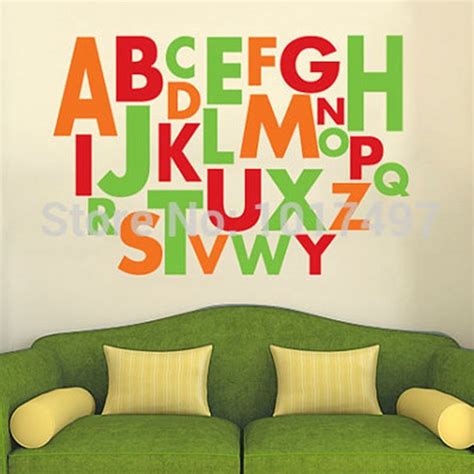 Large Size 3 Mixed Colors Alphabet Vinyl Wall Sticker A To Z 26 English