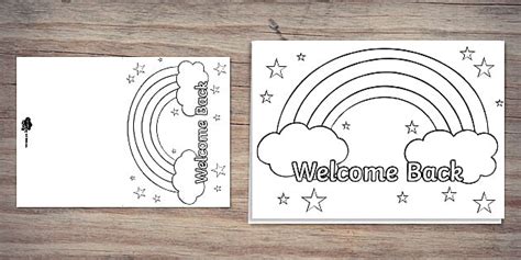 Welcome Back Rainbow Colouring Card | Twinkl Party - Twinkl