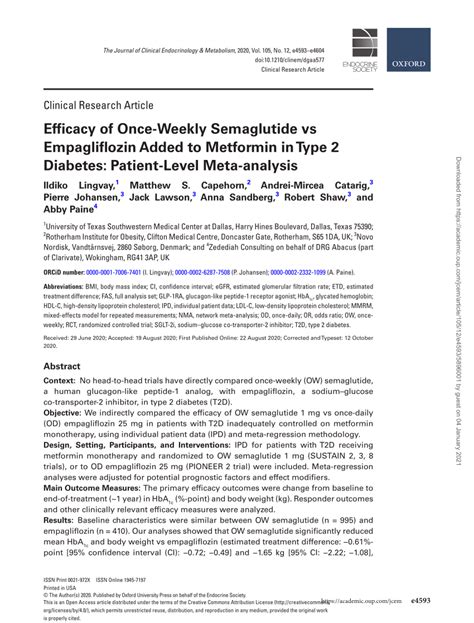 (PDF) Efficacy of Once-Weekly Semaglutide vs Empagliflozin Added to Metformin in Type 2 Diabetes ...