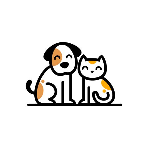 adorable Dog and cat vector cartoon illustration design in line style ...