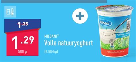 Milsani Volle Natuuryoghurt 500g Promotie Bij ALDI