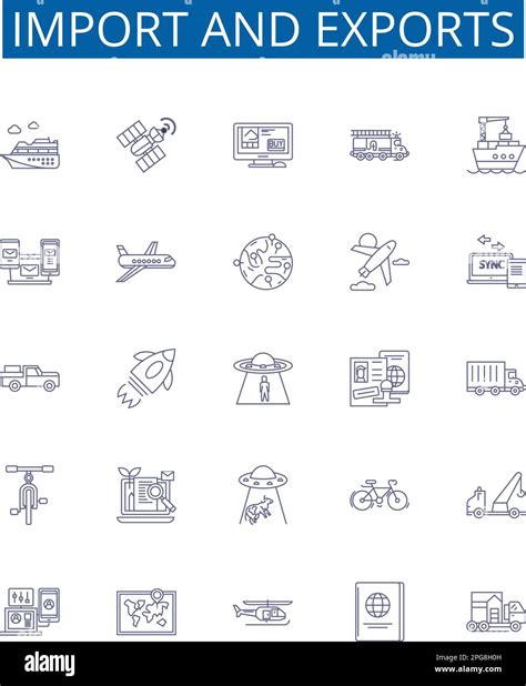 Import And Exports Line Icons Signs Set Design Collection Of Import