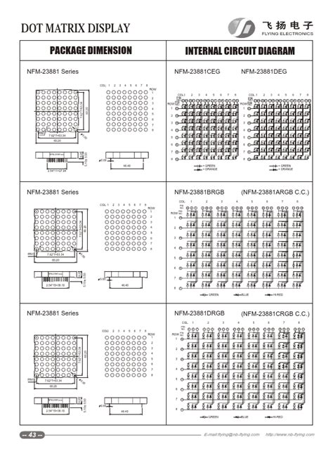 NFM 23881DEG Datasheet Single Color Dot Matrix Displays