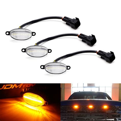 3 Clear Lens Amber LED Grille Running Lights For 10 14 17 Up Ford