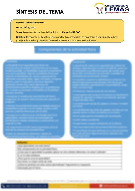 Solution Sintesis Del Tema Componentes De La Actividad F Sica