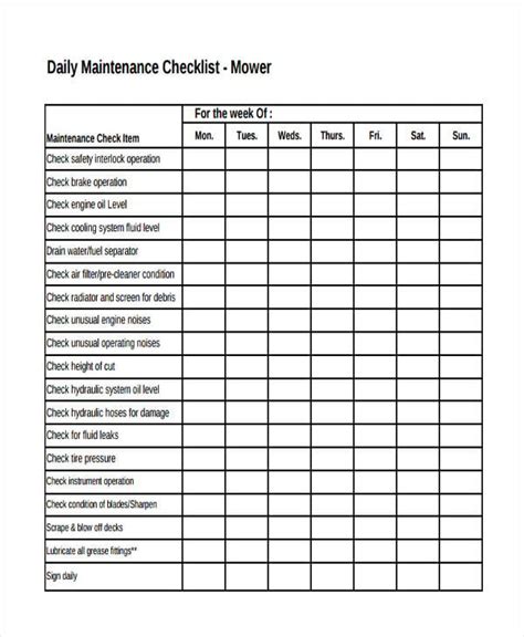 Maintenance To Do List Template