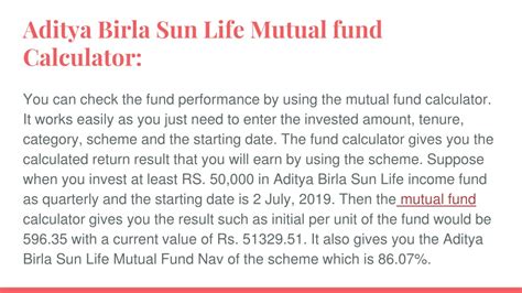 Ppt Best Aditya Birla Sun Life Mutual Fund Nav Schemes Powerpoint Presentation Id 9011852