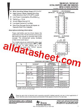 SN74HC541NSR Datasheet PDF Texas Instruments