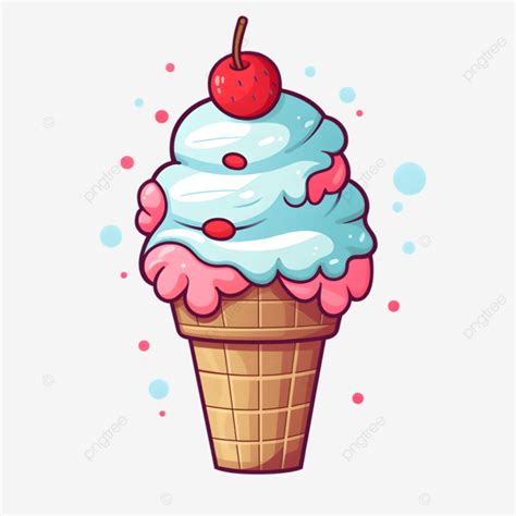 Ice Cream Cherry Cold Drink Cartoon Illustration Ice Cream Cherry