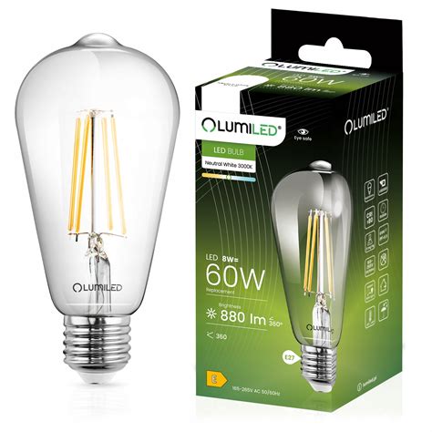 Żarówka Led E27 Edison St64 8w 60w 4000k Neutralna Filament Ozdobna