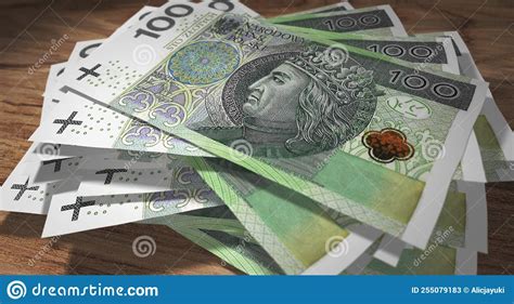 Poland Zloty 100 PLN Banknote Money 3d Illustration Stock Illustration