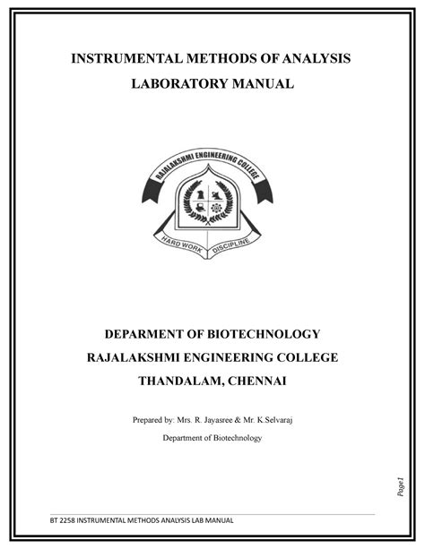 23417026 Instrumental Methods Of Analysis Lab Manual For B Tech Page Instrumental Methods Of