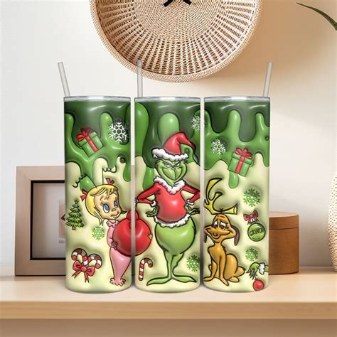 3D Inflated Cartoon Christmas Tumbler PNG 3D Christmas Coffee Tumbler