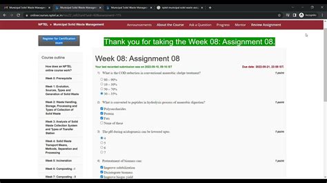 Municipal Solid Waste Management Week 8 Assignment Solution 8 Nptel Oct