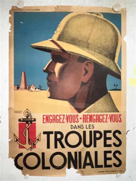 Rare Affiche Ancienne Engagez Vous Dans Les Troupes Coloniales Par