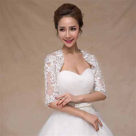 Red Ivory Lace Bridal Boleros Women Ladies Half Sleeve Wedding Jackets