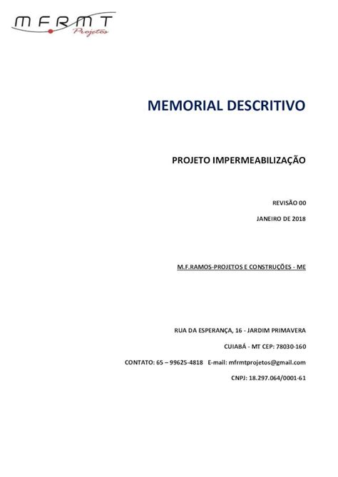 PDF MEMORIAL DESCRITIVO 2019 6 18 Memorial Descritivo Projeto