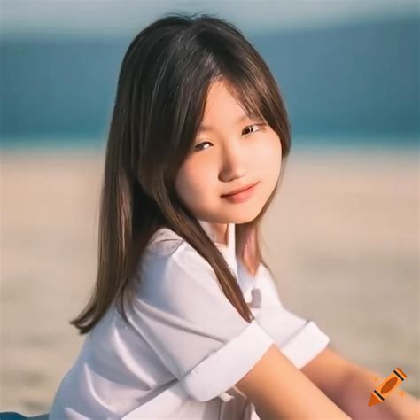 Japanese Girl In A Summer School Uniform On The Beach On Craiyon