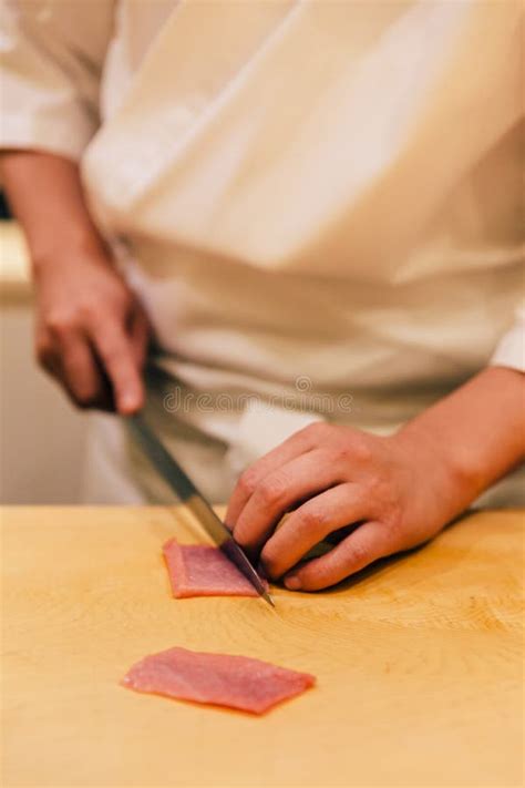 Japanese Omakase Chef Cut Medium Fatty Bluefin Tuna Chutoro In Japanese