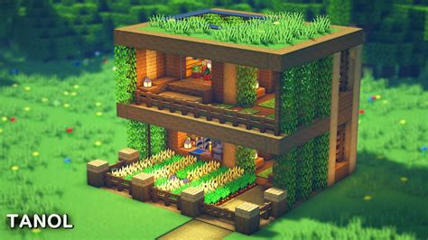 ⚒️ Minecraft How To Build A Simple Survival Wooden Modern House [마인크래프트 건축 간단한 야생 나무 모던하우스