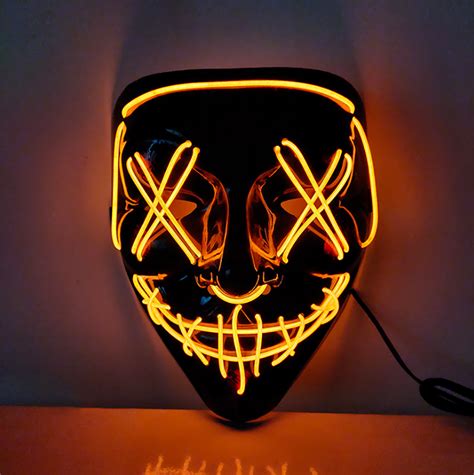 Buy Wholesale China Custom Halloween Mask Party Led Glowing Masks Black