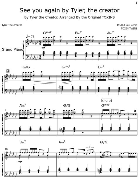 See You Again By Tyler The Creator Sheet Music For Piano