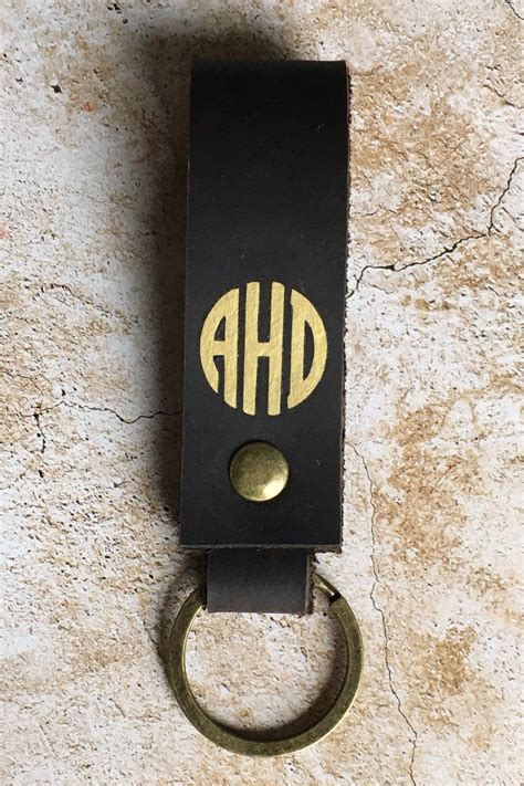 Monogrammed Key Ring Personalized Leather Keychain Custom Etsy