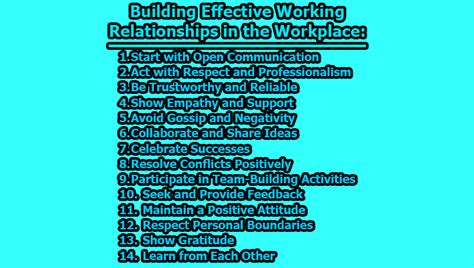 Building Effective Working Relationships In The Workplace