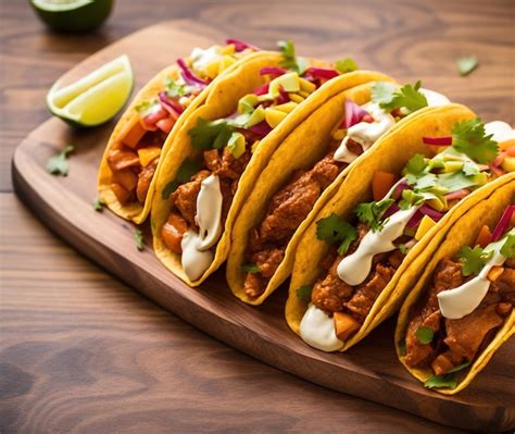 Premium Photo Tasty Appetizing Tacos With Vegetables