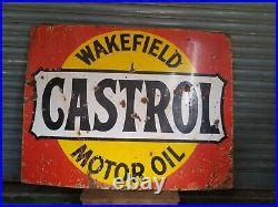 Vintage Original Porcelain Enamel Sign Castrol Wakefield Motor Oil X