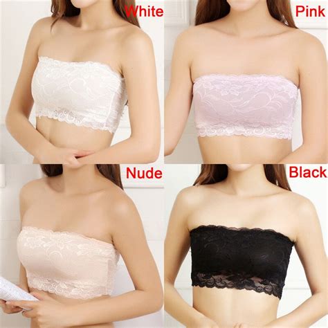 4 Colors Sexy Women Stretch Strapless Soft Lace Boob Tube Anti Emptied