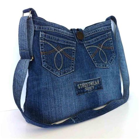 Crossbody Purse Recycled Denim Bag Upcycled Jean Cross Body Bag