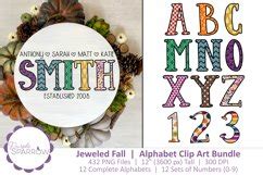 Jeweled Fall | Alphabet Clip Art Bundle | 432 PNG Files!