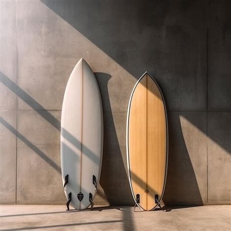 Premium Photo Two Surfboards Leaning Against A Wall In A Concrete