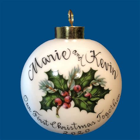 Personalized Hand Painted Christmas Ornament With Holly - Etsy