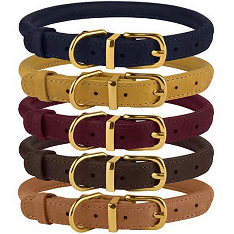 Getuscart Bronzedog Rolled Leather Dog Collar Durable Round Rope