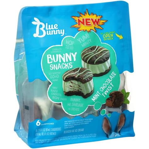 Blue Bunny Bunny Snacks Reduced Fat Mint Chocolate Twist Ice Cream