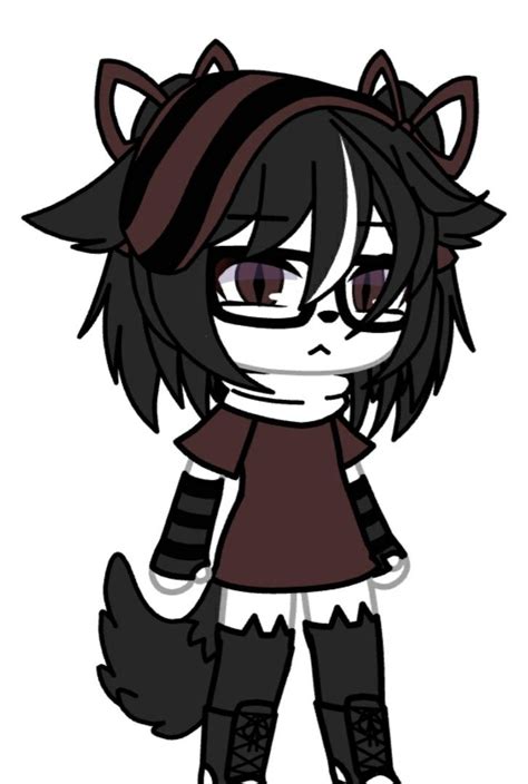 A Drawing Of A Cat Girl With Black And White Stripes On Her Head