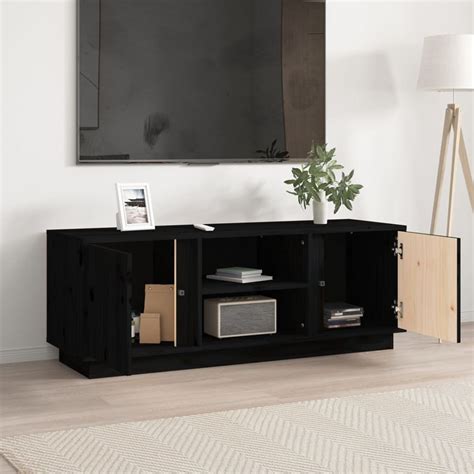 MEUBLE TV MEUBLE HI FI Meuble TV Noir 110x35x40 5 Cm Bois De Pin