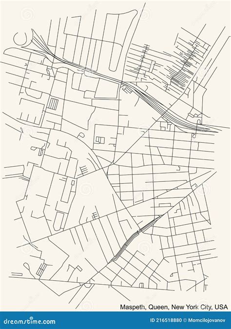 Street Roads Map of the Maspeth Neighborhood of the Queens Borough of ...