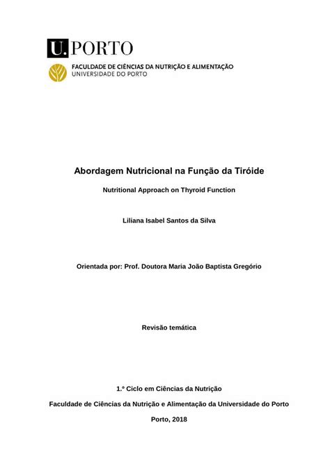 PDF Abordagem Nutricional na Função da Tiróide uma ingestão