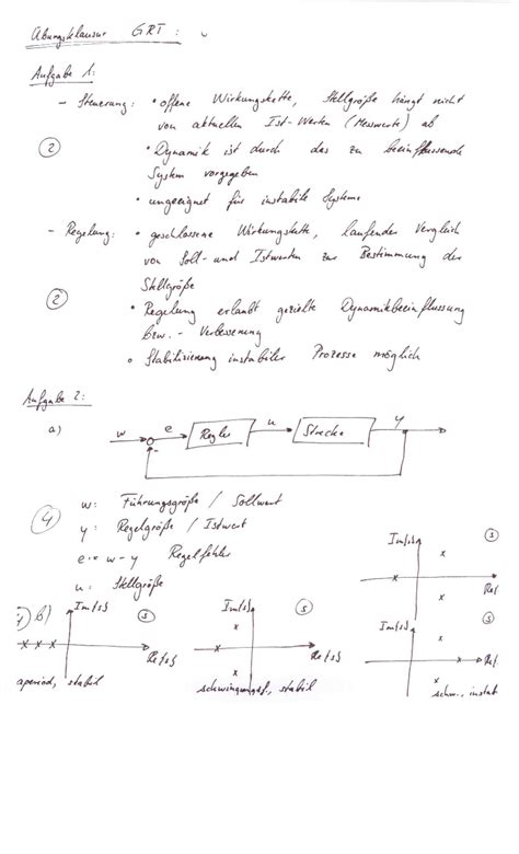 Uebungsklausur Grt Grundlagen Der Regelungstechnik Studocu