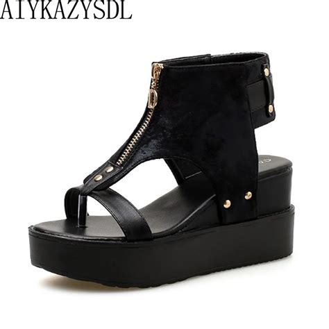 Aiykazysdl 2018 Gothic Gladiator Sandals Flip Flops Women High Heels